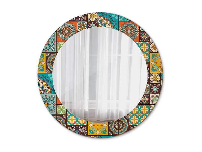 Miroir rond décoratif - motif arabe - 70 cm