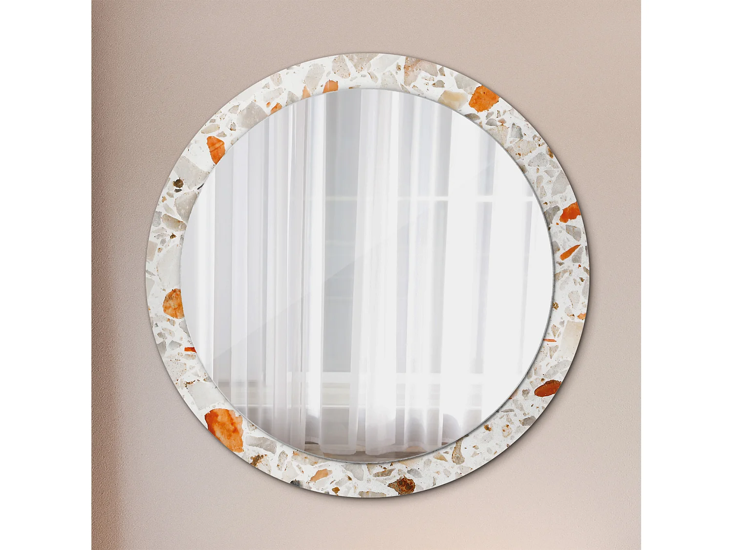 Runder dekorativer Spiegel - Terrazzo-Stil - 90 cm