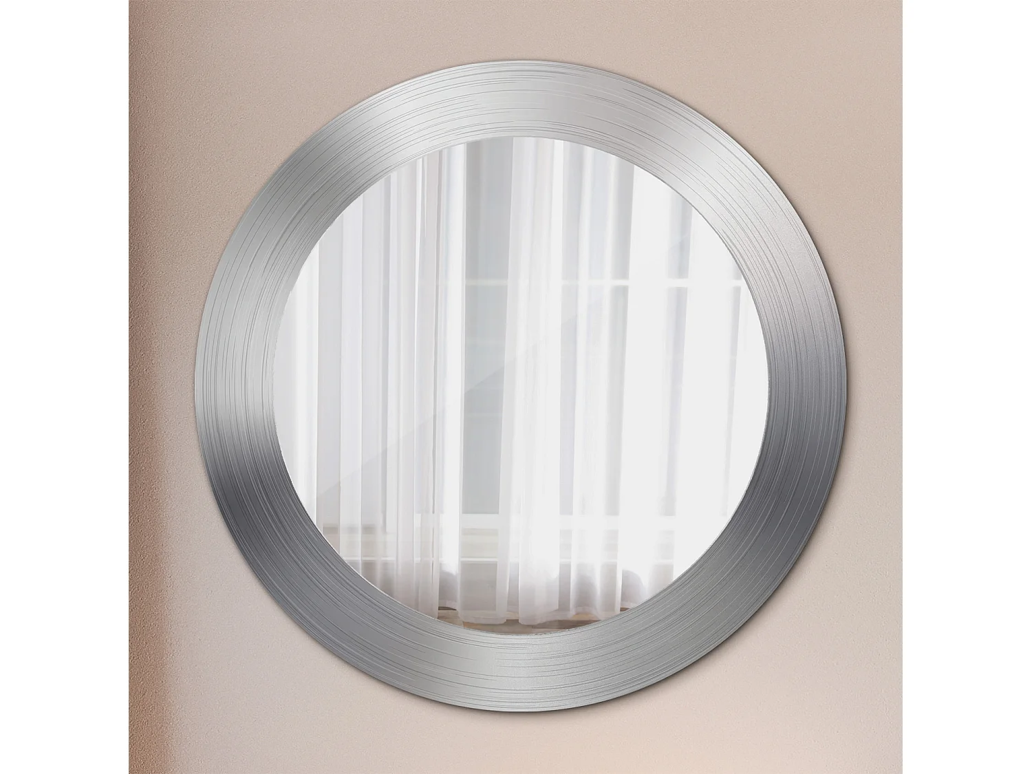 Dekorativer runder Spiegel - Metalloptik - 60 cm