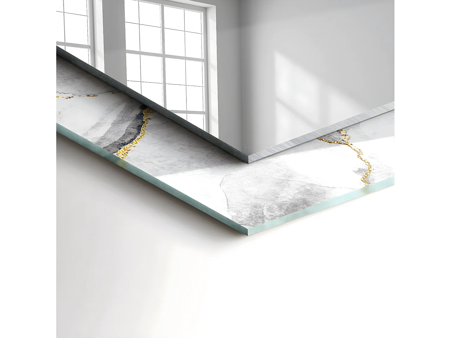 Miroir décoratif avec un cadre en Marbre veiné 60 x 60 cm