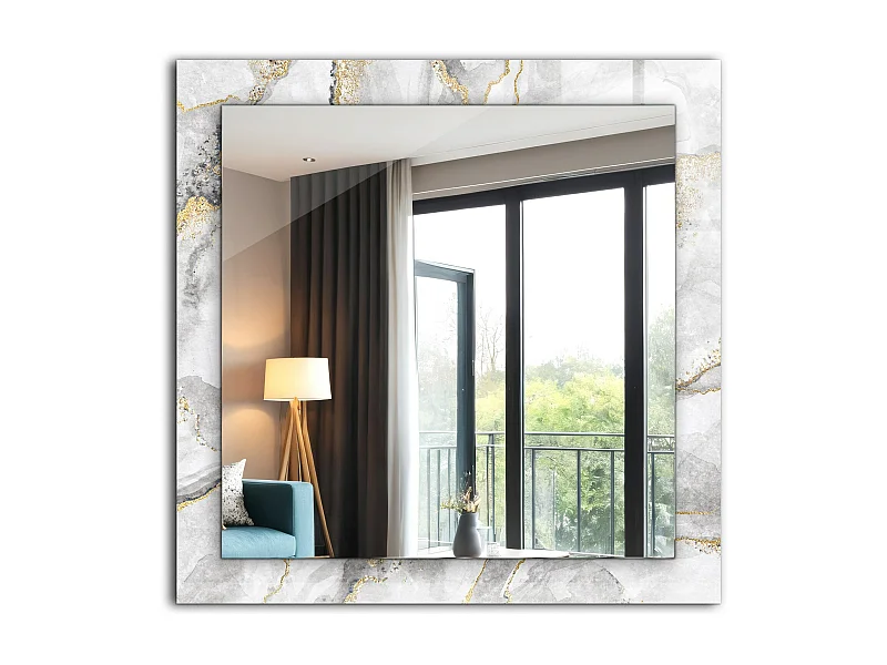 Dekorativer Spiegel mit Marmorrahmen mit Maserung, 60 x 60 cm