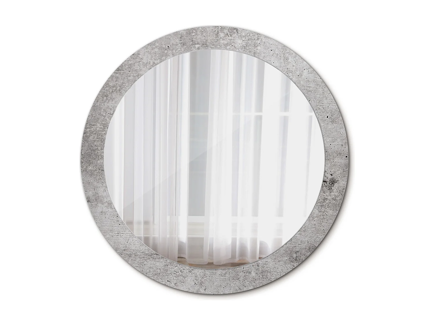 Miroir rond décoratif - Béton gris - 80 cm