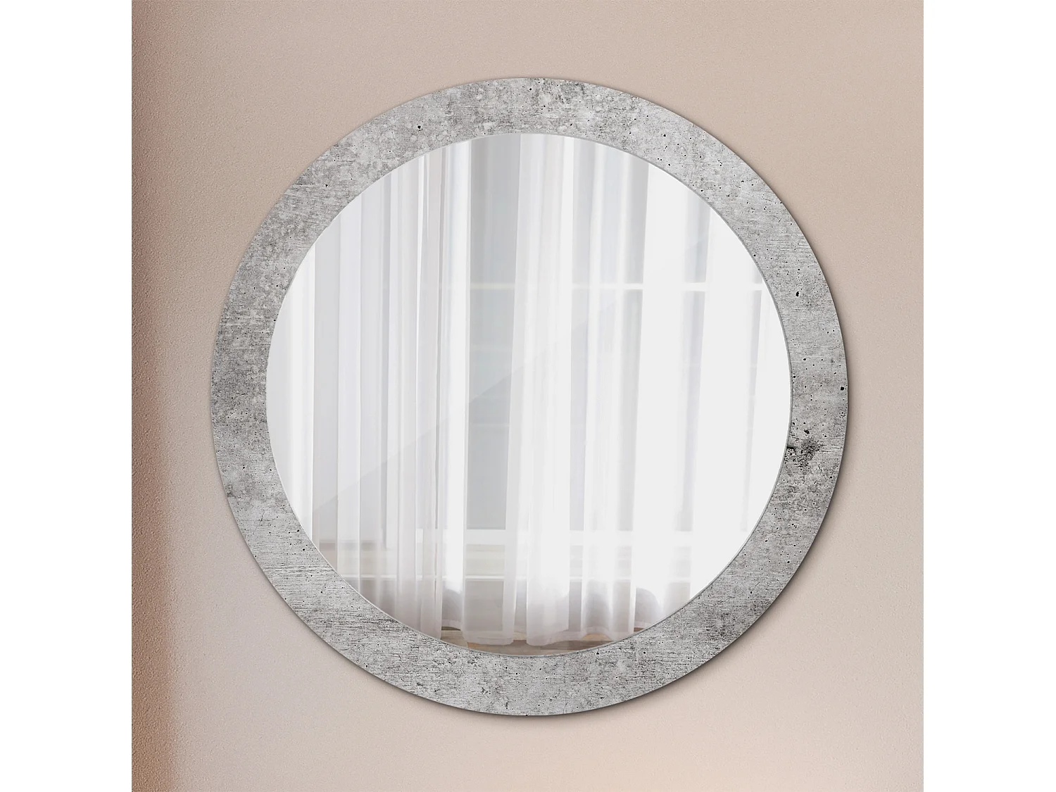 Miroir rond décoratif - Béton gris - 80 cm