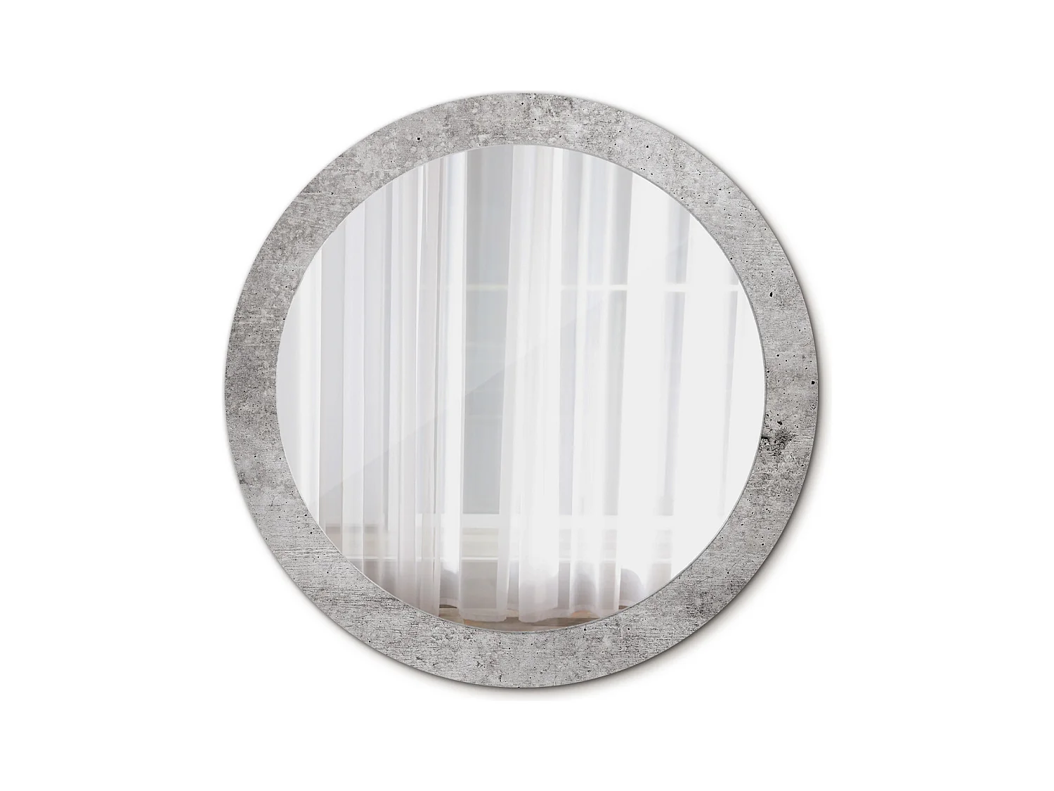 Miroir rond décoratif - Béton gris - 80 cm