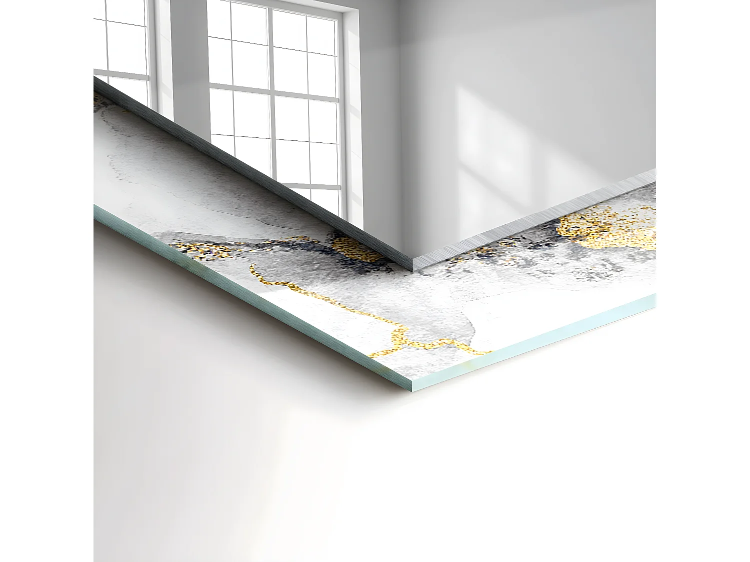 Dekorativer Spiegel mit Rahmen, Abstraktion aus Marmoradern, 60 x 60 cm