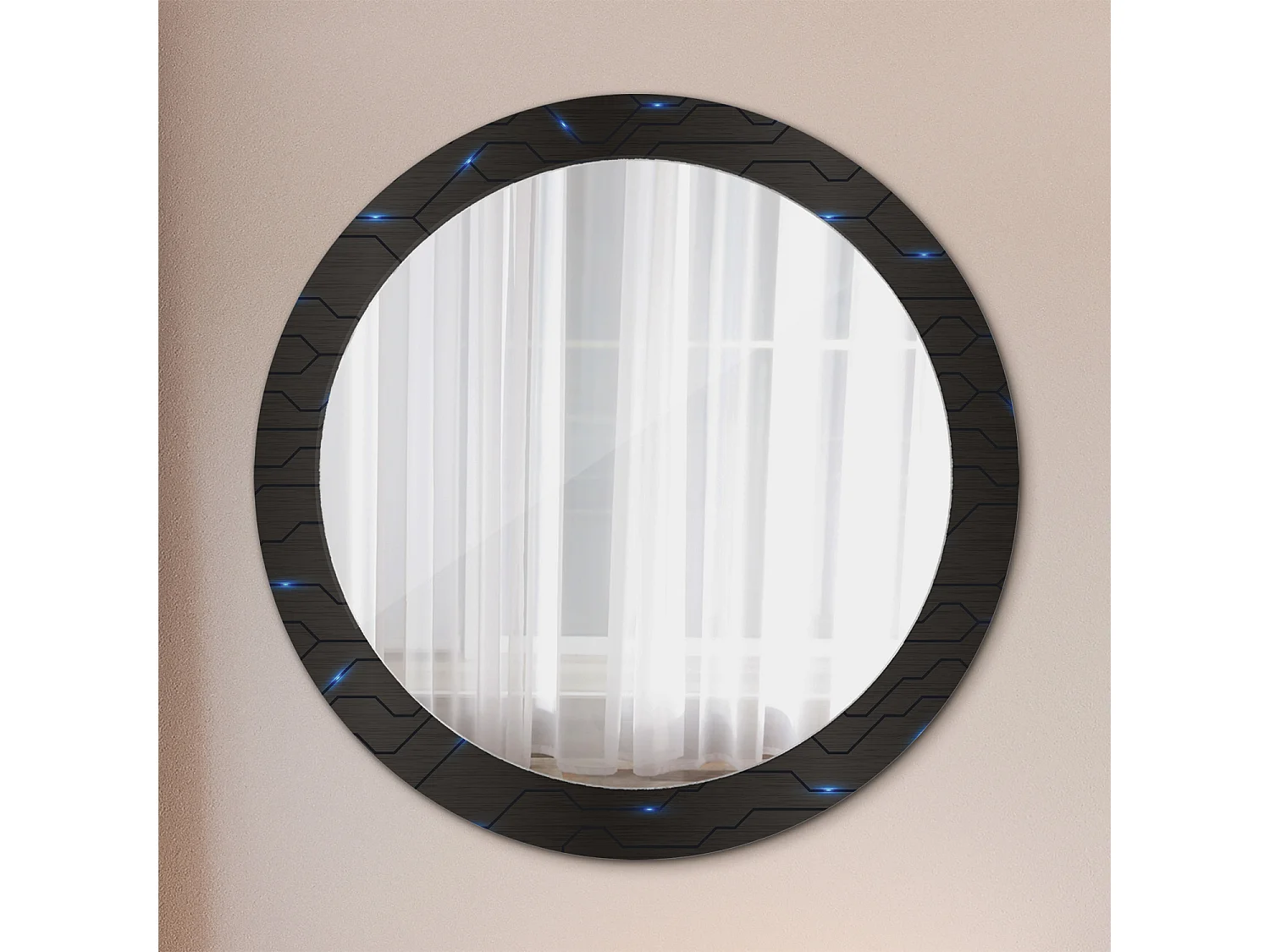 Dekorativer runder Spiegel - Futuristische Abstraktion - 80 cm