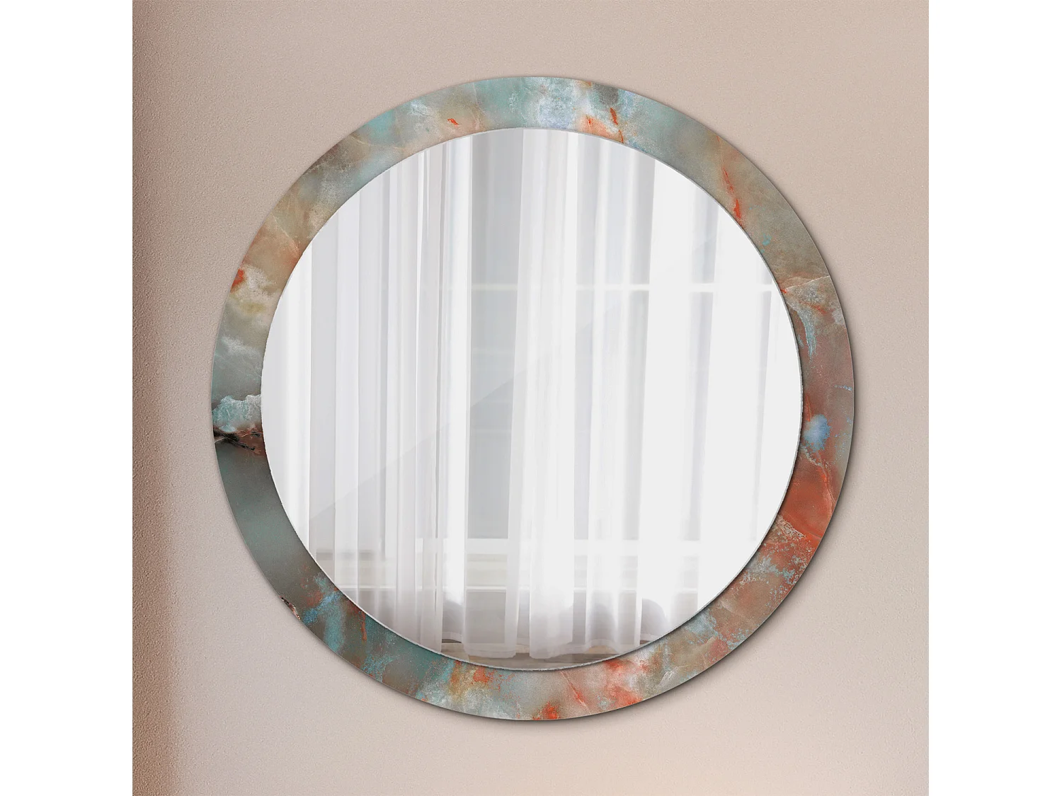 Runder dekorativer Spiegel – Onyx-Marmor – 90 cm