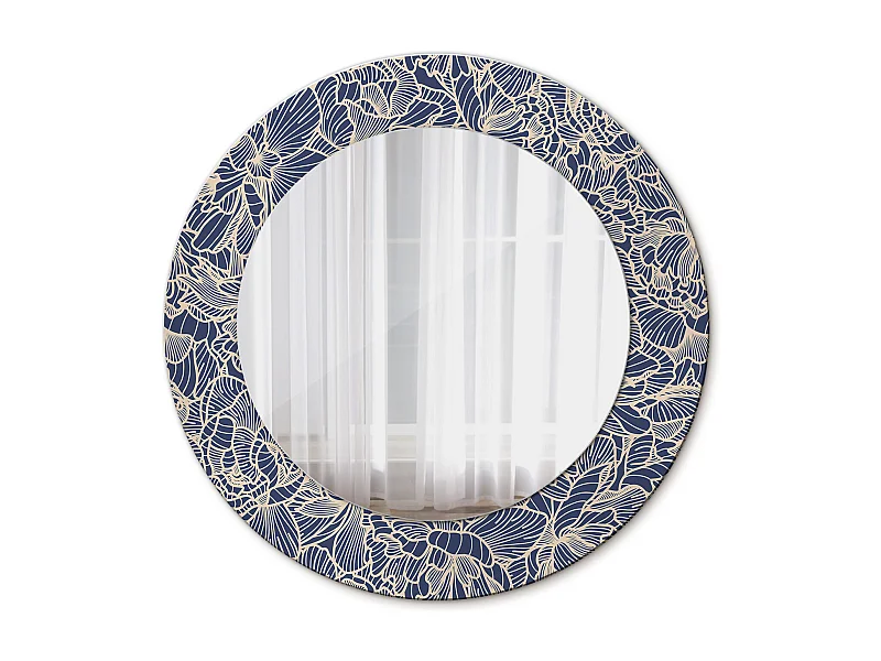 Miroir rond décoratif - Fleurs - 50 cm