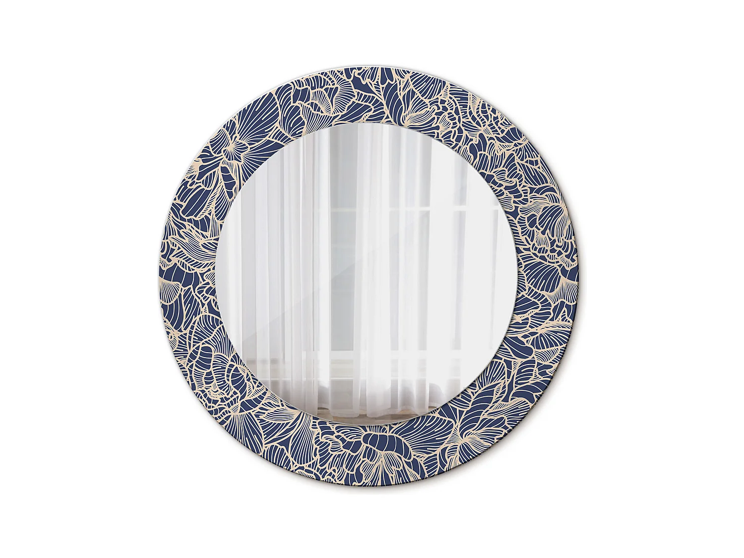 Miroir rond décoratif - Fleurs - 50 cm