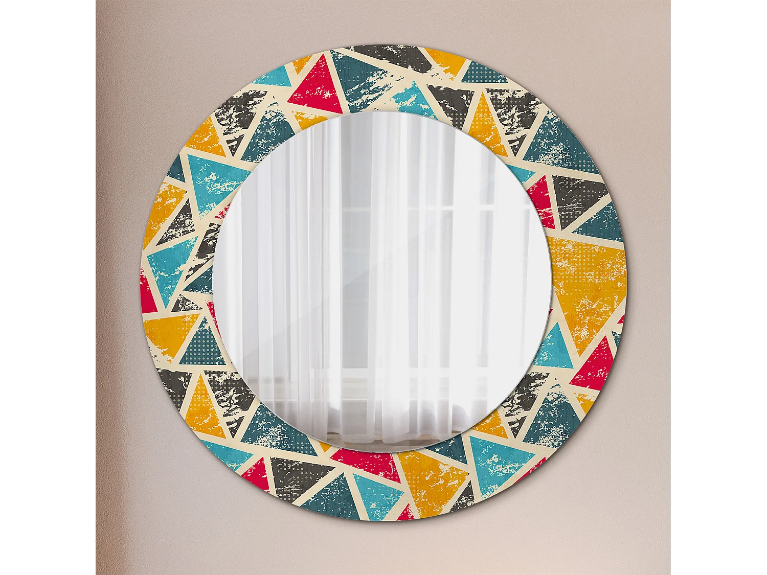 Dekorativer runder Spiegel - Retro-Komposition - 50 cm