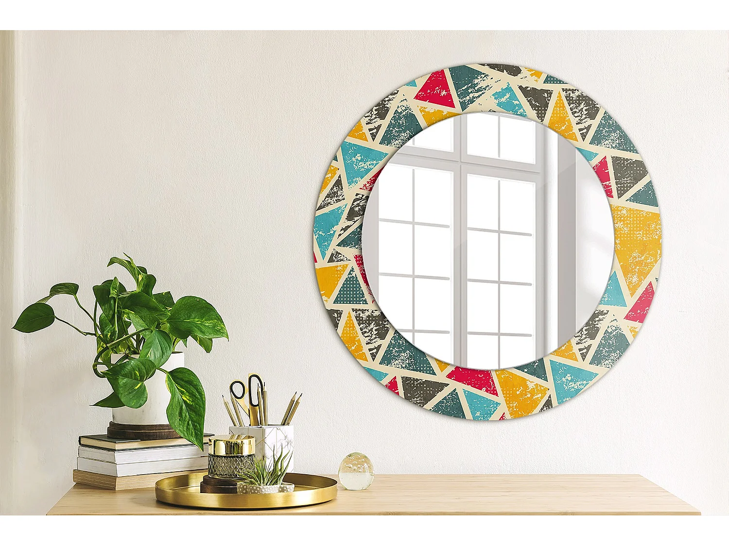 Dekorativer runder Spiegel - Retro-Komposition - 50 cm