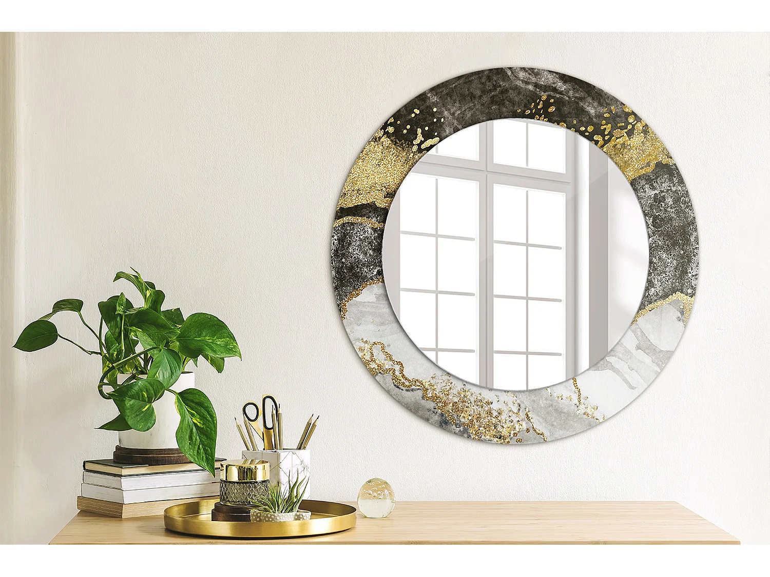 Dekorativer runder Spiegel - Marble Loft - 50 cm