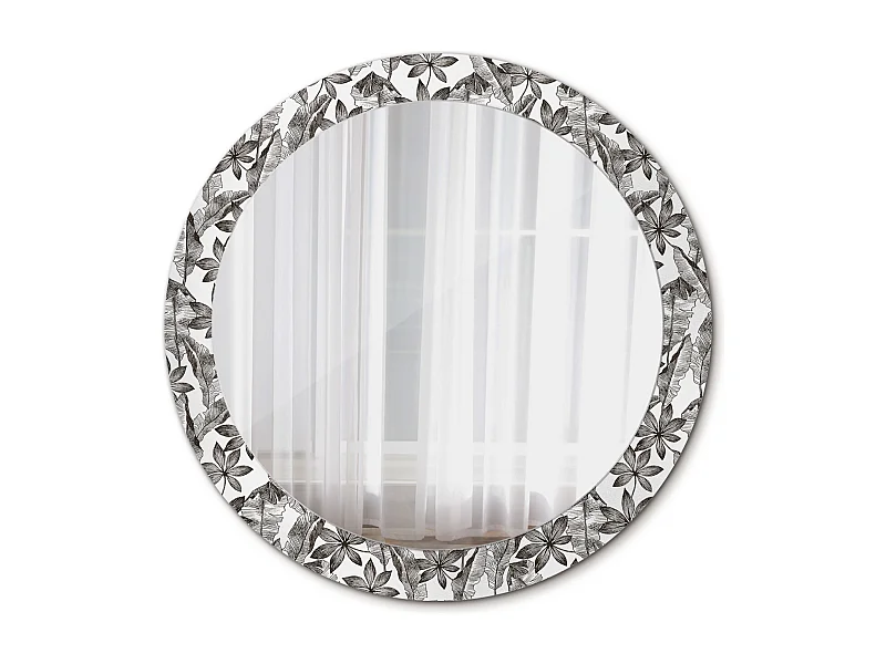 Dekorativer runder Spiegel - Tropische Blätter - 80 cm