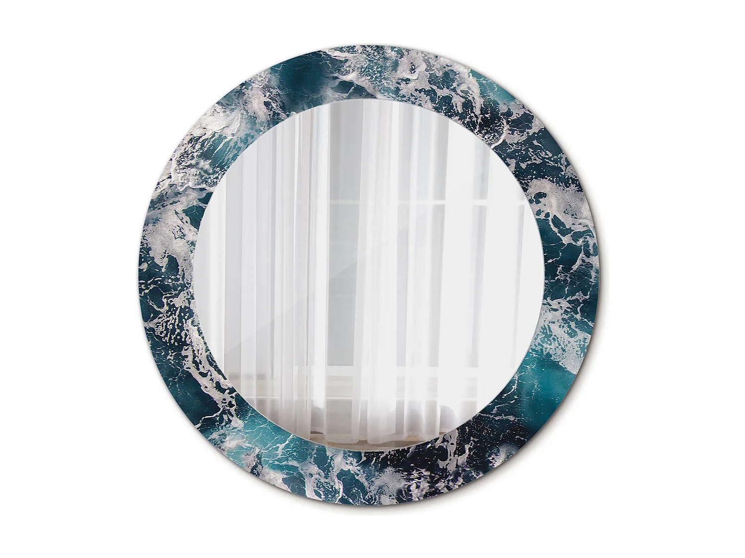 Decoratieve ronde spiegel - Ruwe zee - 60 cm