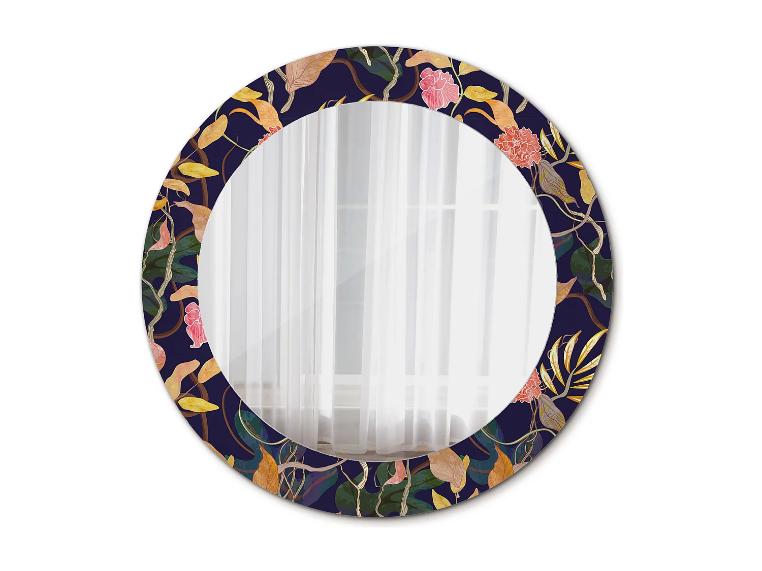 Dekorativer runder Spiegel – Aquarellpflanzen – 60 cm