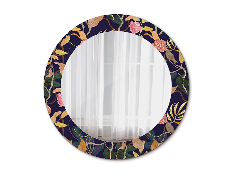 Dekorativer runder Spiegel – Aquarellpflanzen – 60 cm