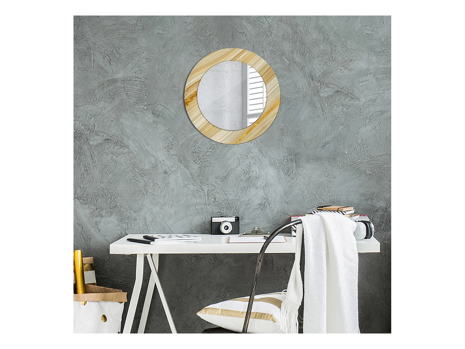 Dekorativer runder Spiegel - Abstraktes Muster - 50 cm