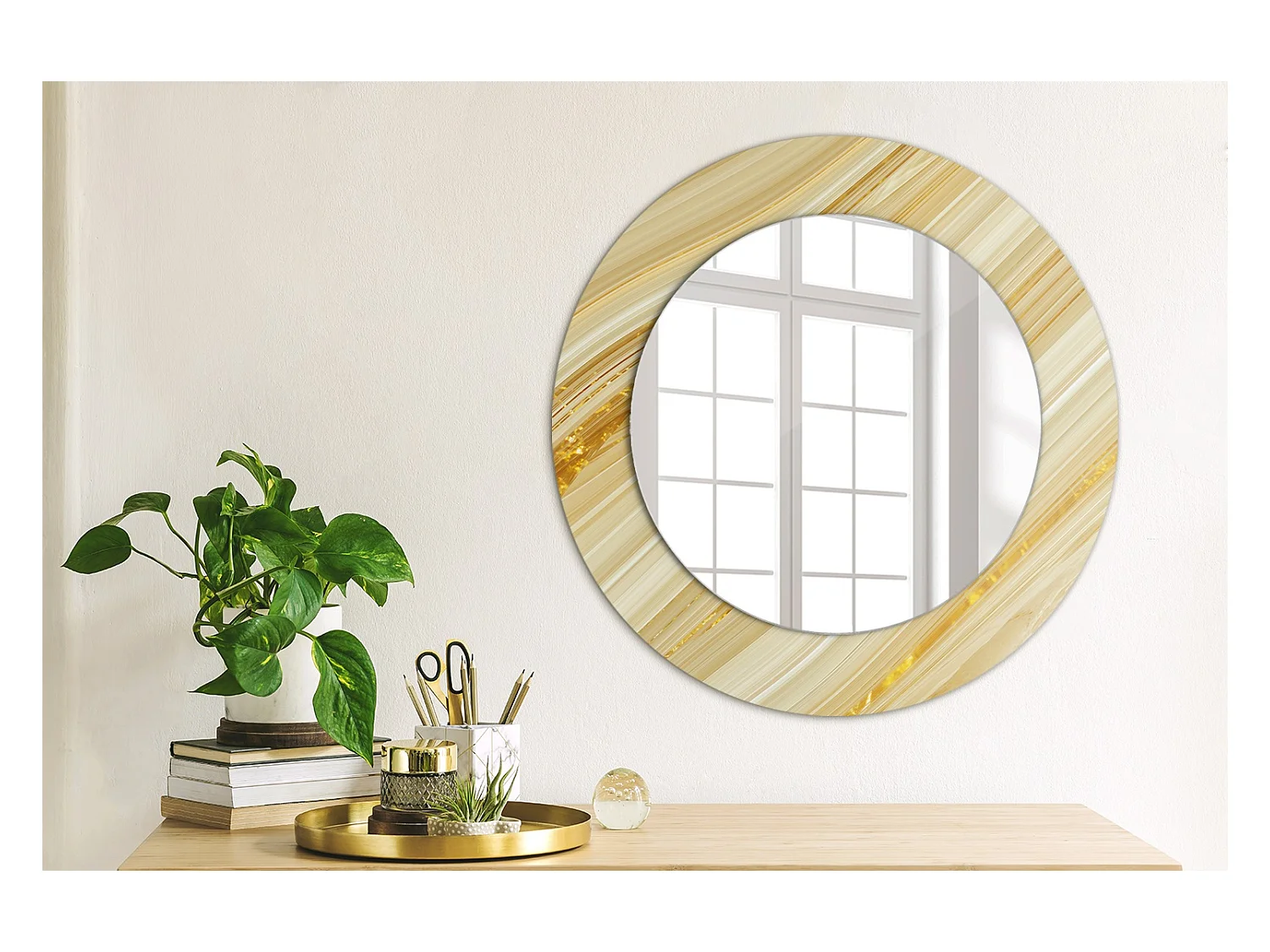 Dekorativer runder Spiegel - Abstraktes Muster - 50 cm