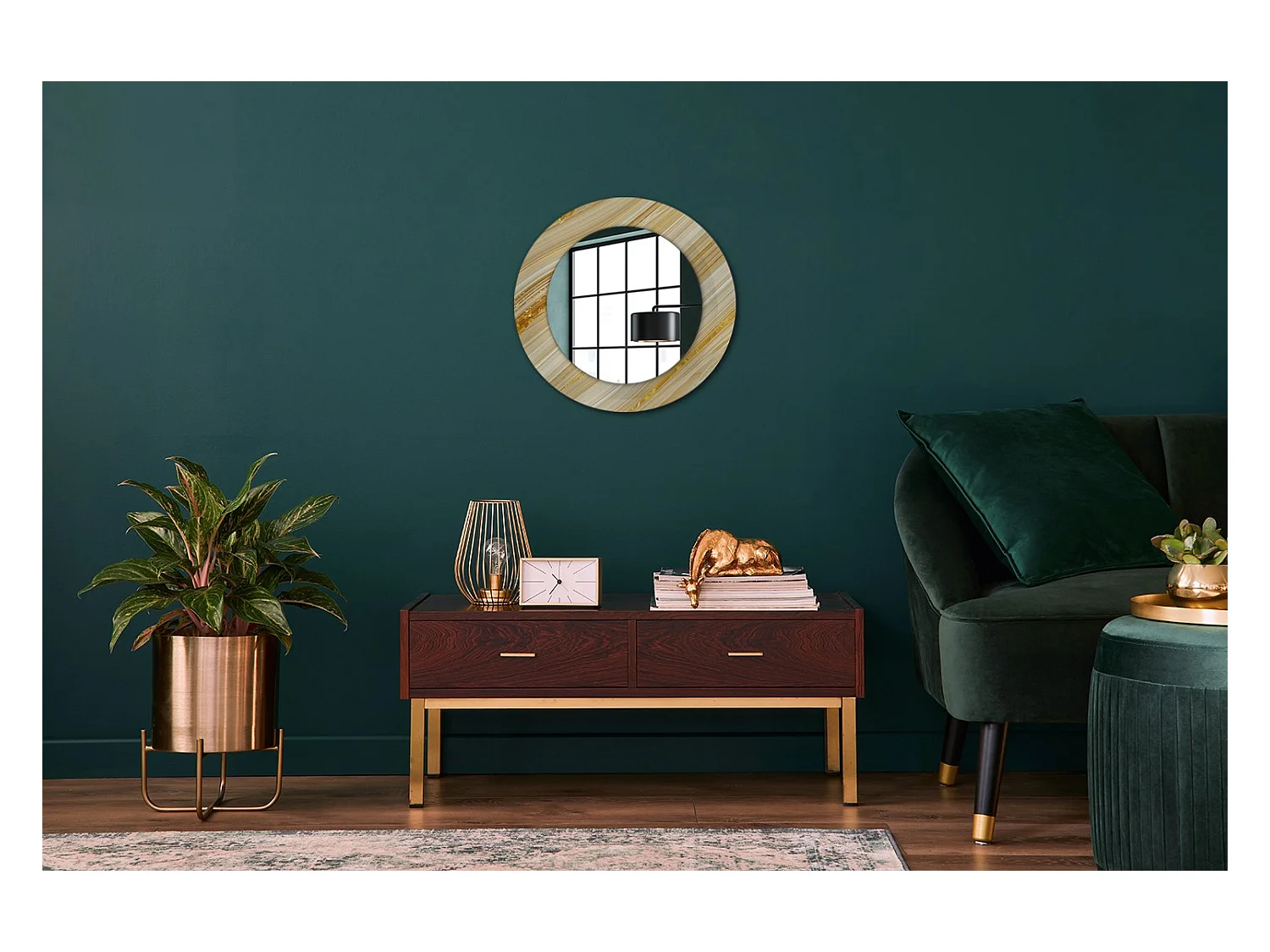 Dekorativer runder Spiegel - Abstraktes Muster - 50 cm