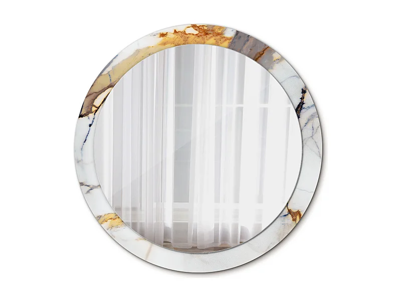 Runder dekorativer Spiegel - Weißer Marmor - 90 cm