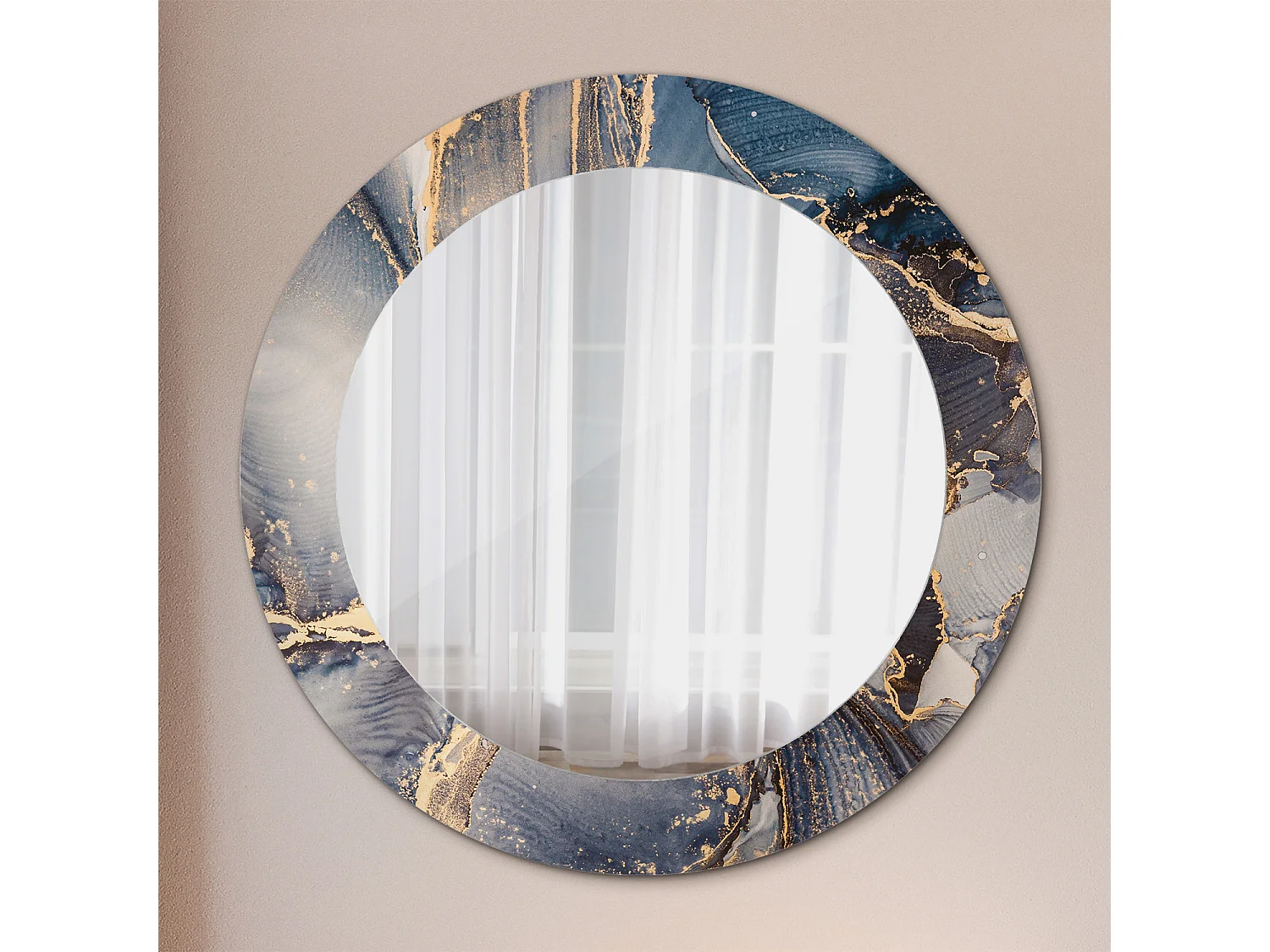 Miroir rond décoratif - Peintures abstraites - 60 cm
