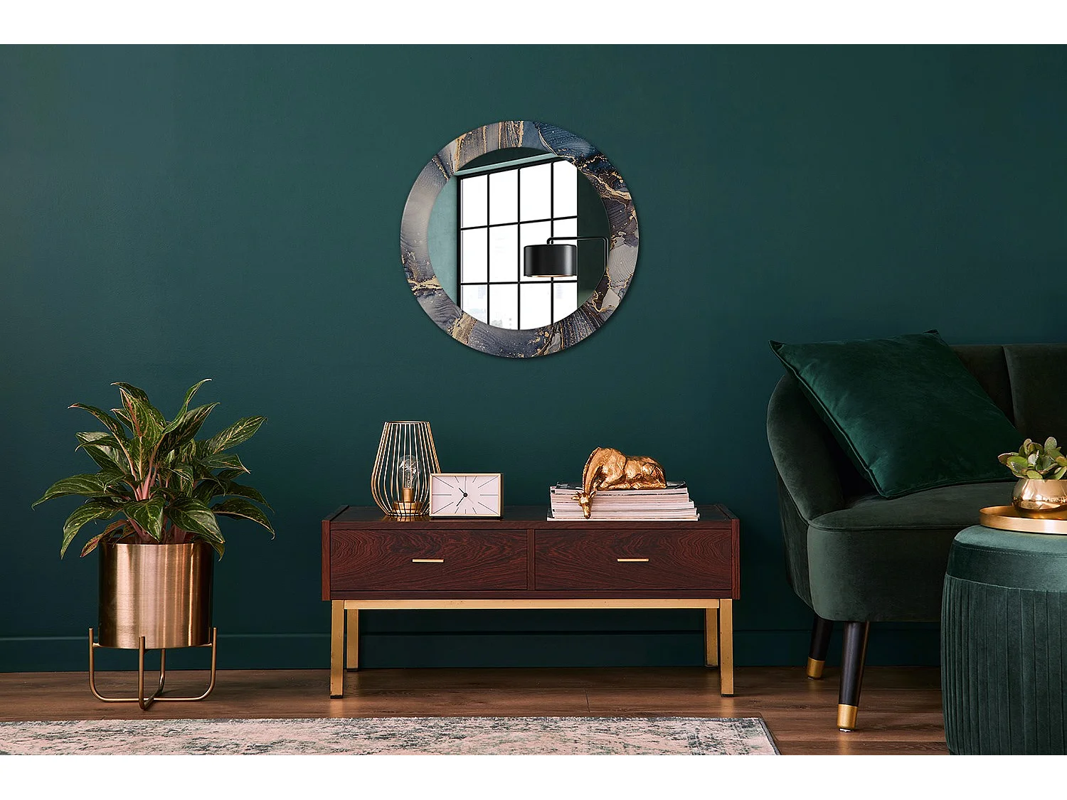 Miroir rond décoratif - Peintures abstraites - 60 cm