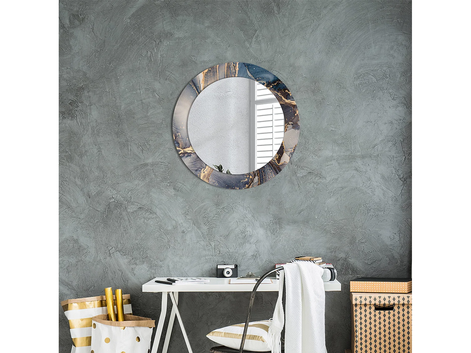 Miroir rond décoratif - Peintures abstraites - 60 cm