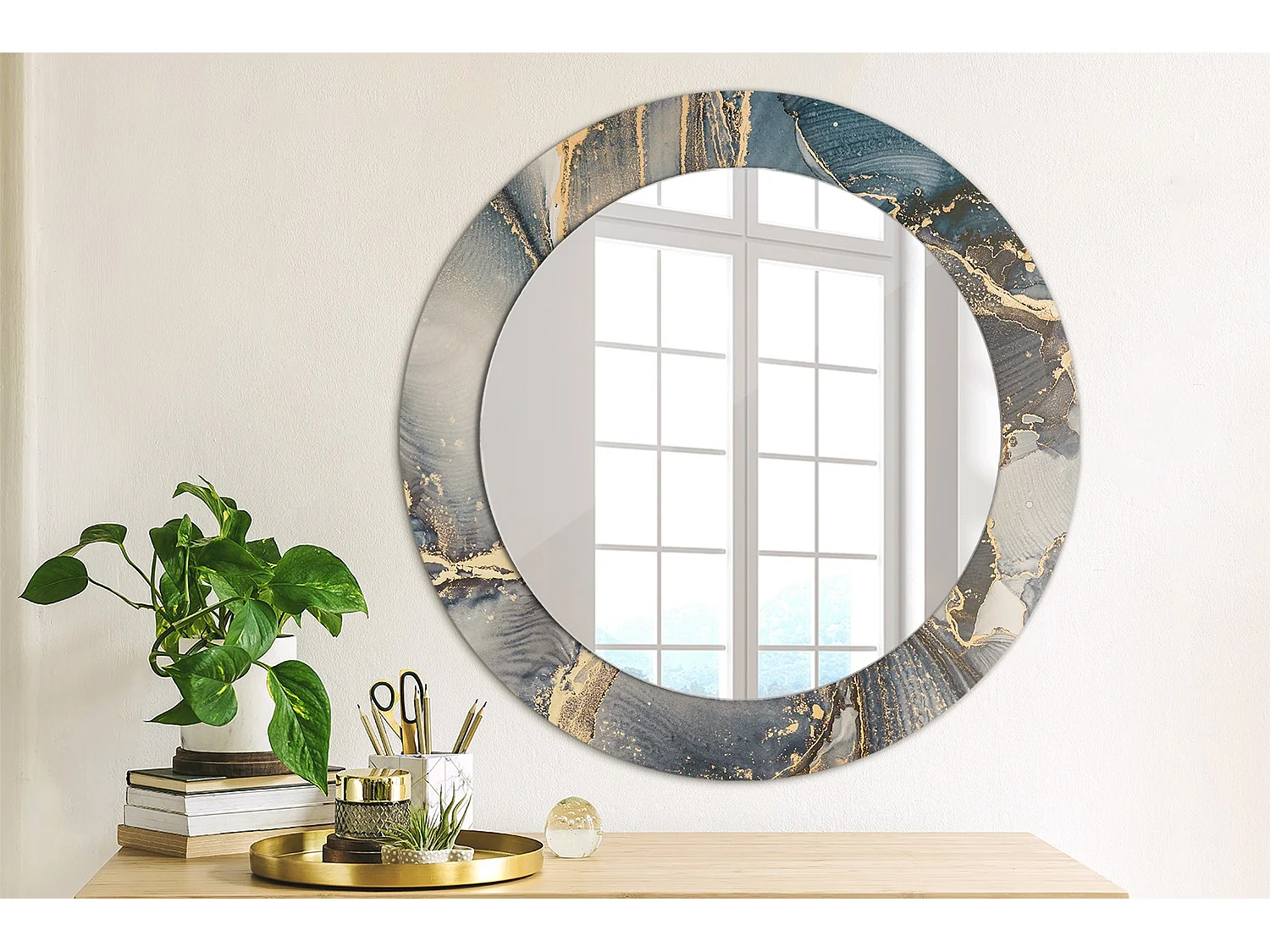 Miroir rond décoratif - Peintures abstraites - 60 cm