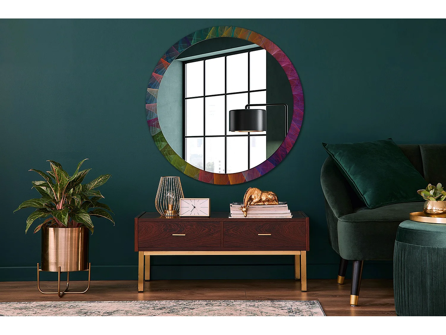 Dekorativer runder Spiegel - Farbpalette - 100 cm