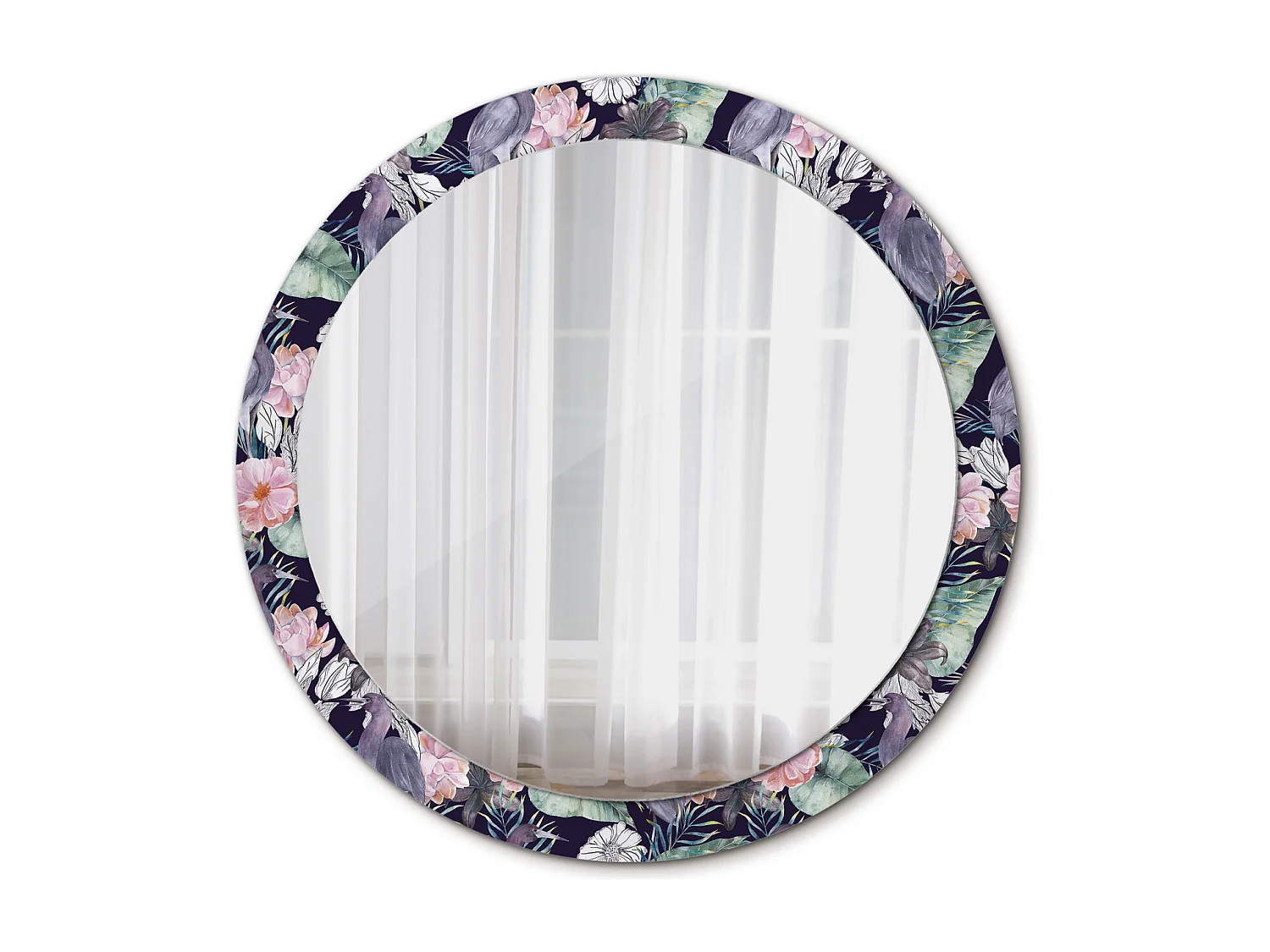 Miroir rond décoratif - Oiseaux Hérons - 90 cm