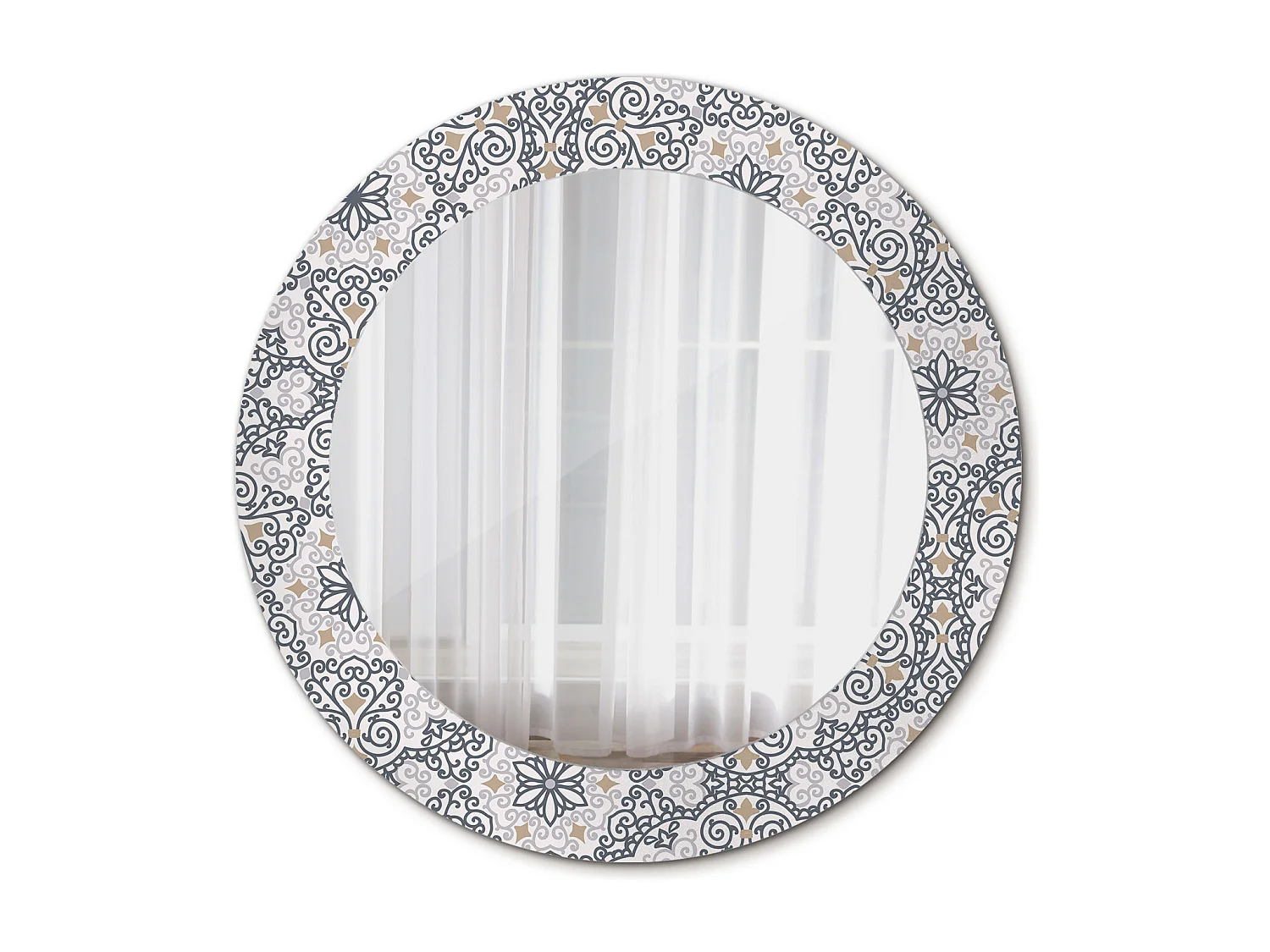 Miroir rond décoratif - Ornements géométriques - 70 cm