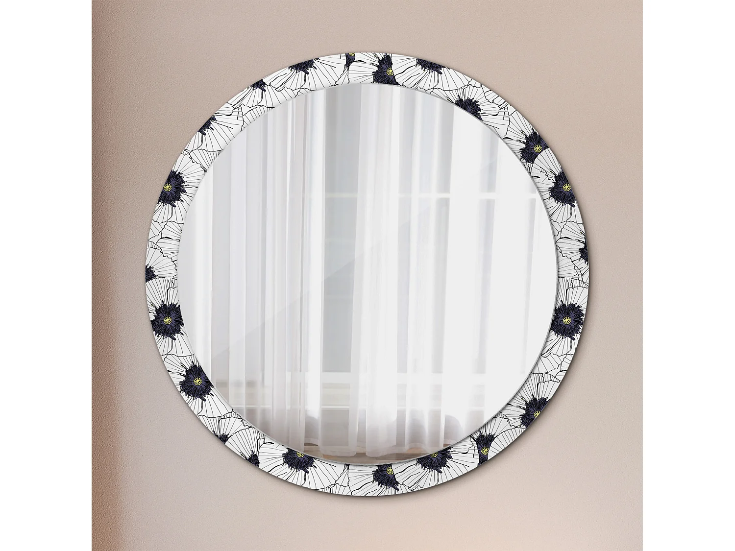 Decoratieve ronde spiegel - bloemige compositie - 100 cm