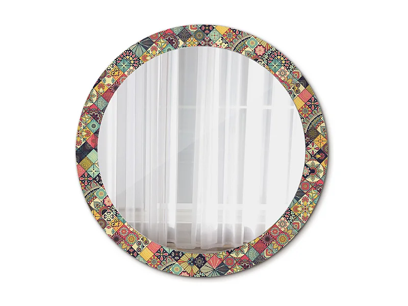 Miroir rond décoratif - Carreaux Patchwork - 80 cm