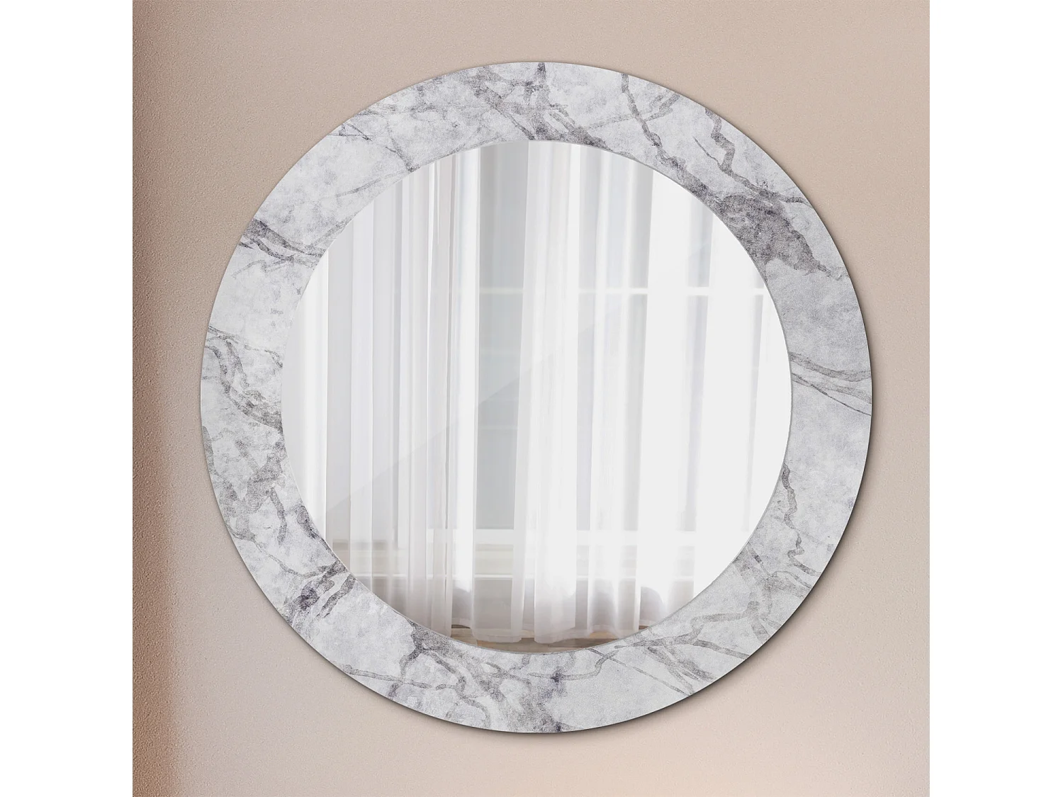 Runder dekorativer Spiegel - Weißer Marmor - 60 cm