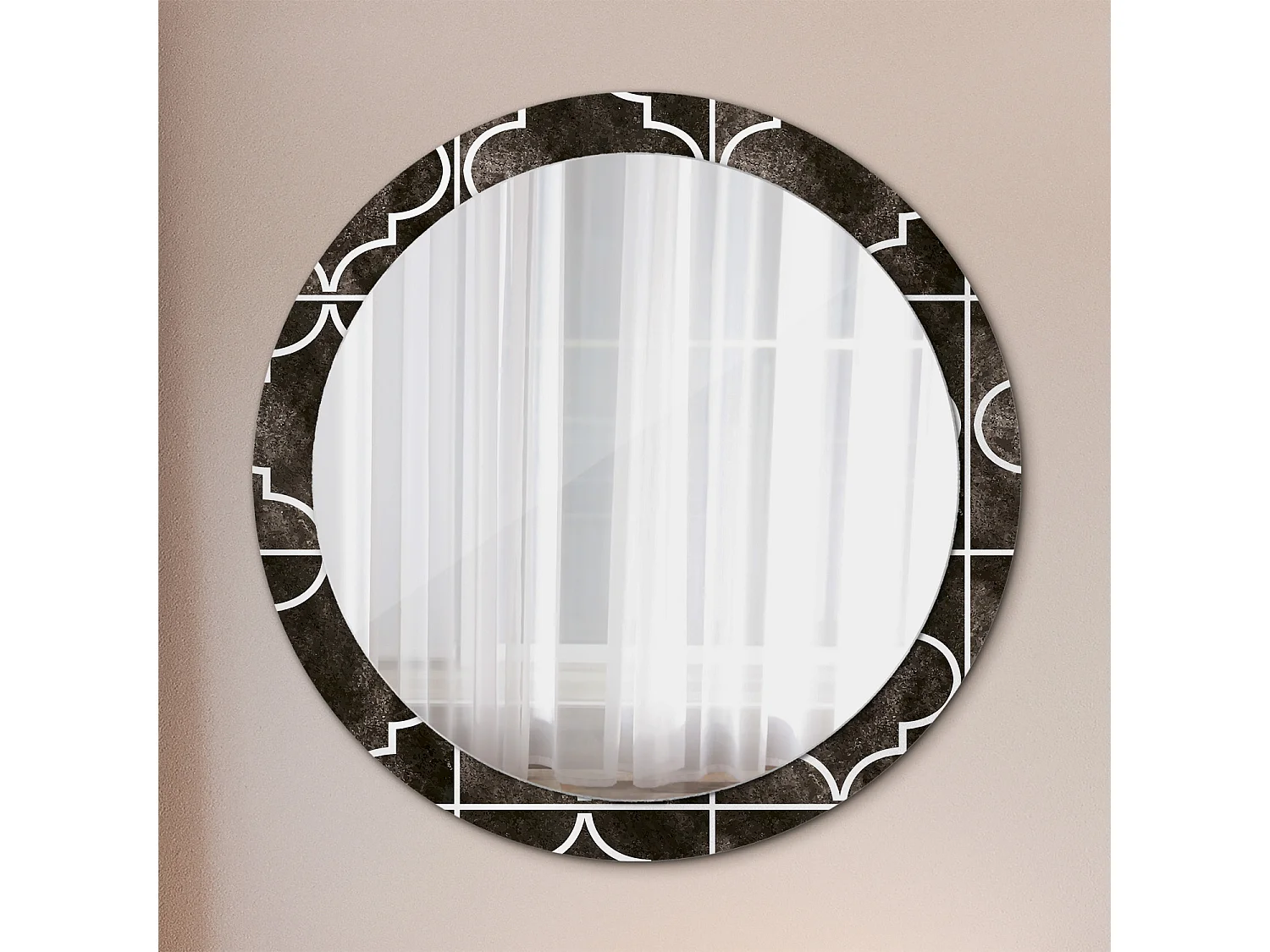 Miroir rond décoratif - Motif antique - 90 cm