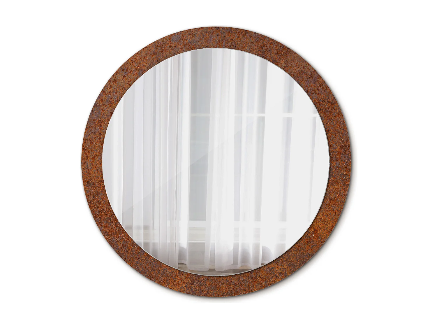 Miroir rond décoratif - Métal rouillé - 90 cm