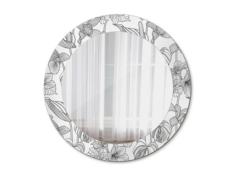 Ronde decoratieve spiegel - bloemenprint - 60 cm