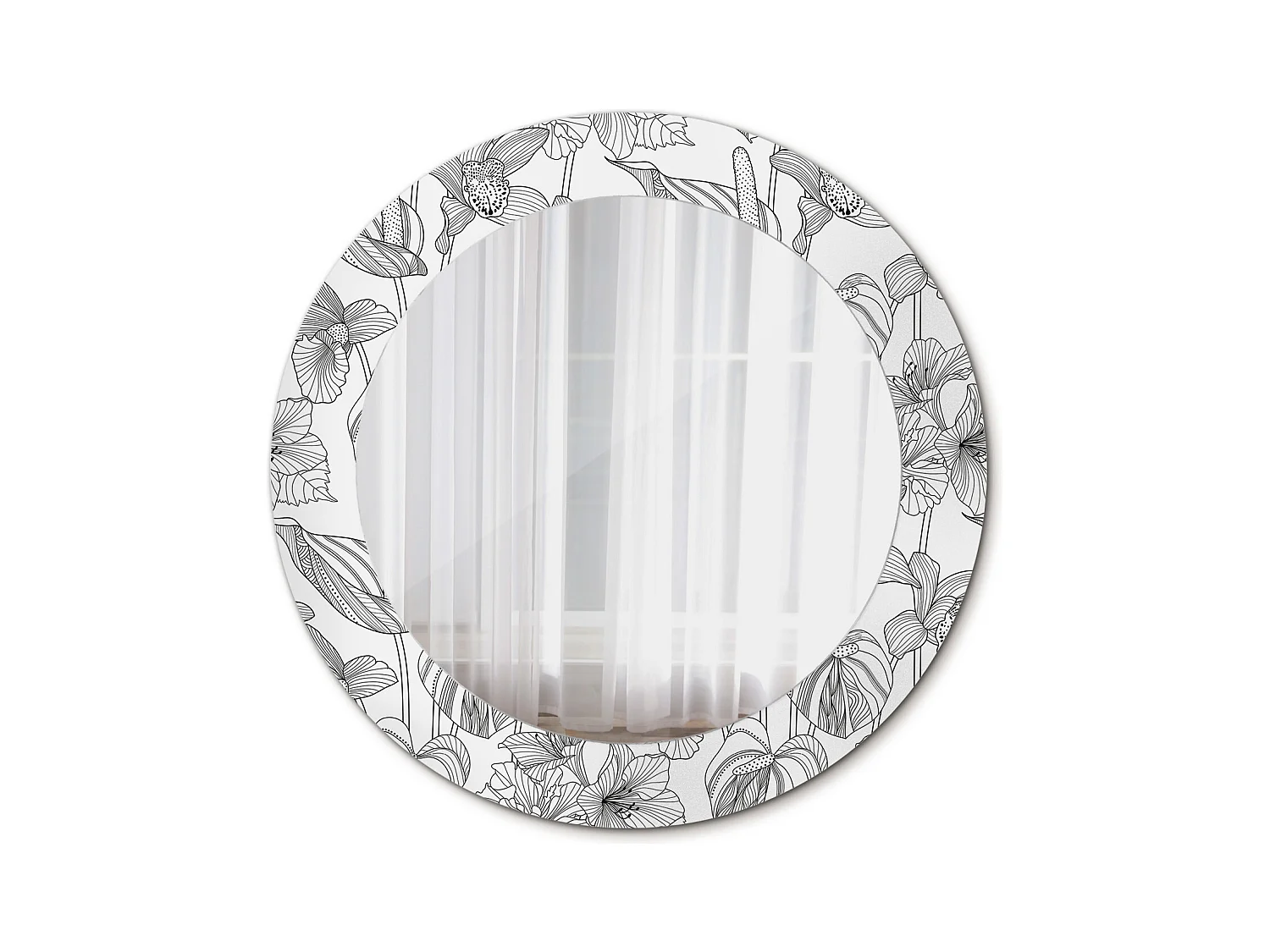 Ronde decoratieve spiegel - bloemenprint - 60 cm