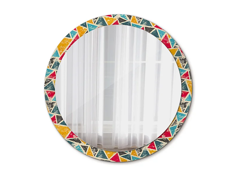 Miroir rond décoratif - Composition rétro - 100 cm