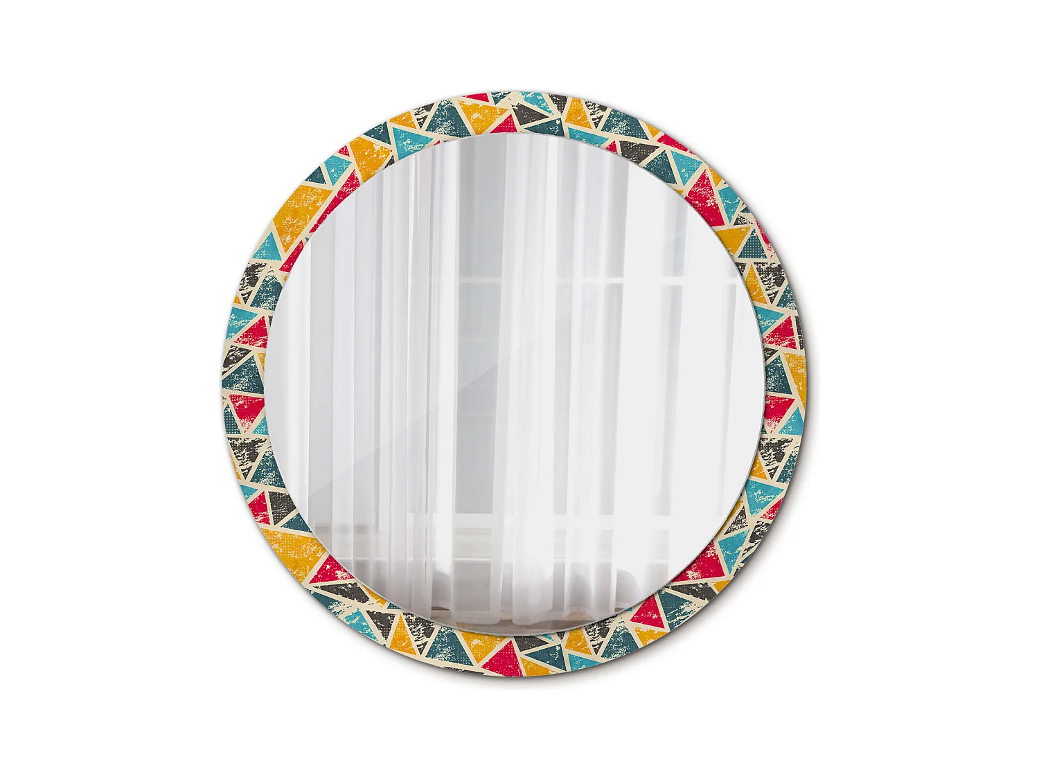 Miroir rond décoratif - Composition rétro - 100 cm