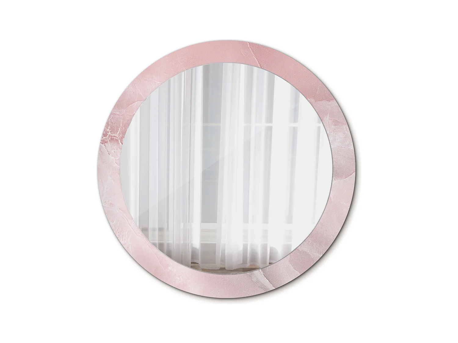 Ronde decoratieve spiegel - Roze steen - 80 cm