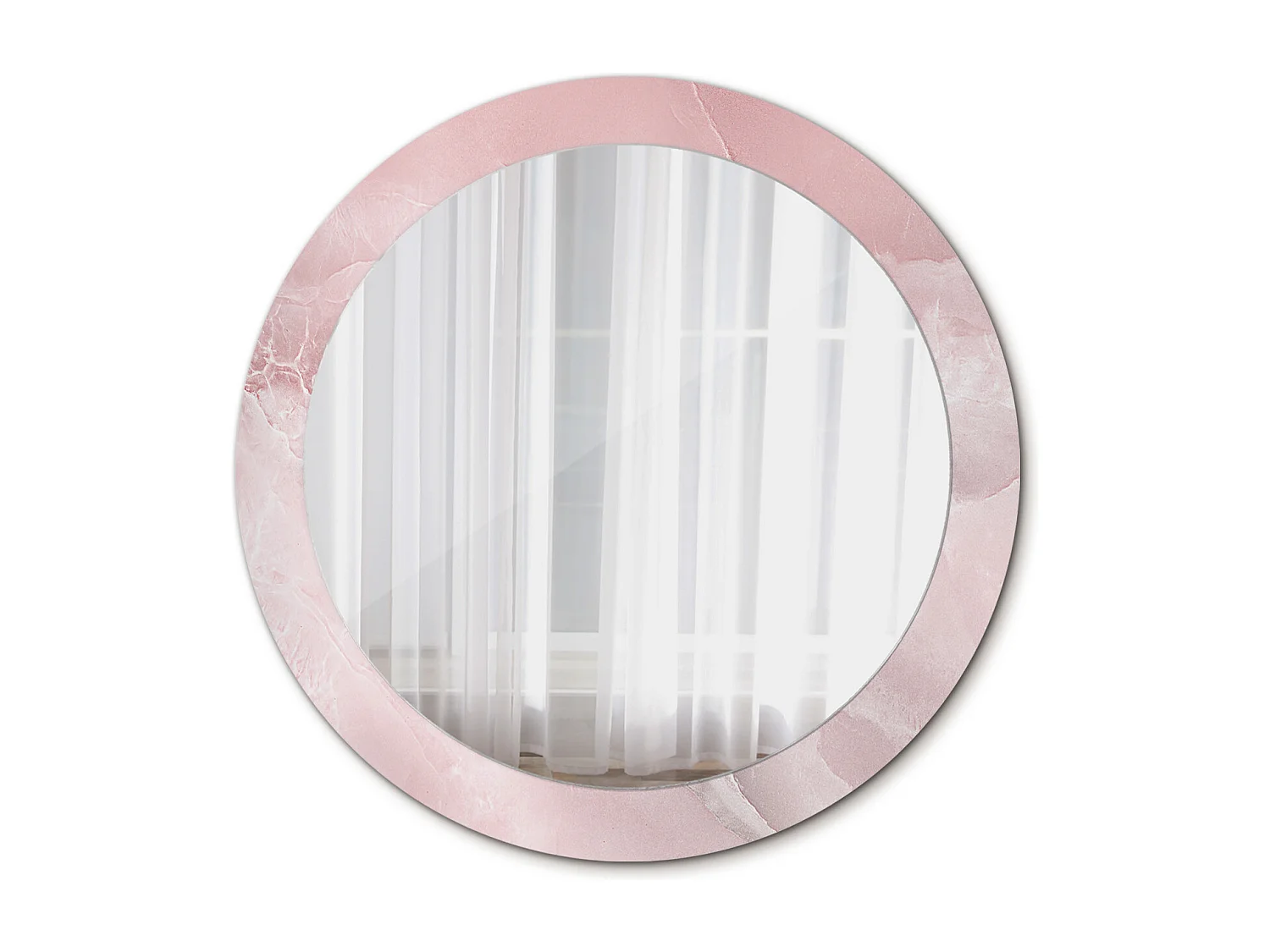 Runder dekorativer Spiegel - Rosa Stein - 80 cm