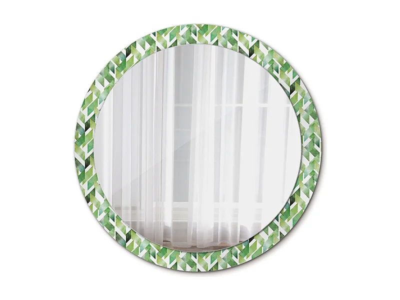 Miroir rond décoratif - Chevrons - 90 cm