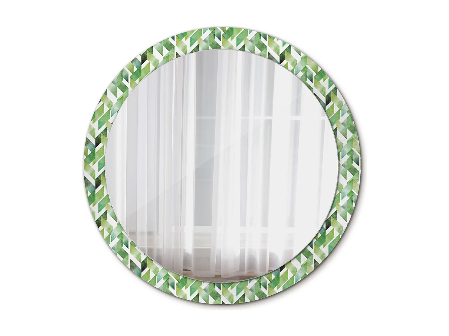 Miroir rond décoratif - Chevrons - 90 cm