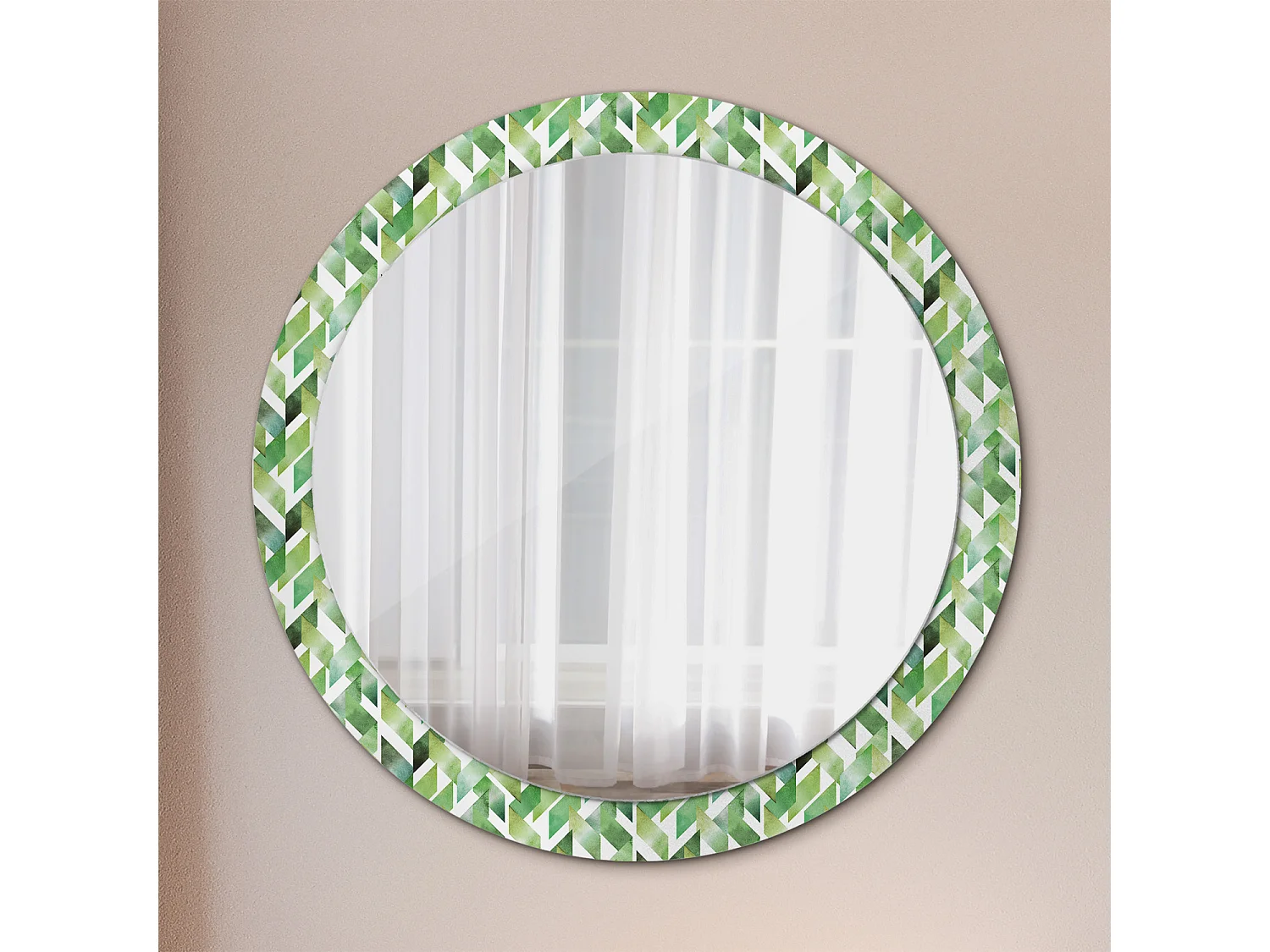 Miroir rond décoratif - Chevrons - 90 cm
