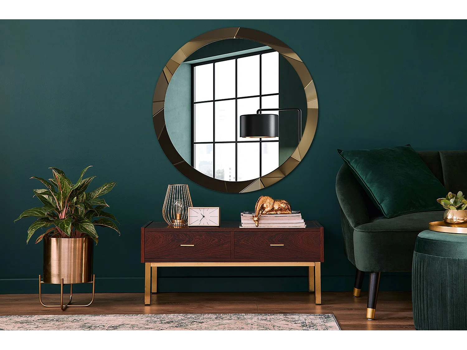 Dekorativer runder Spiegel - Moderne Abstraktion - 100 cm