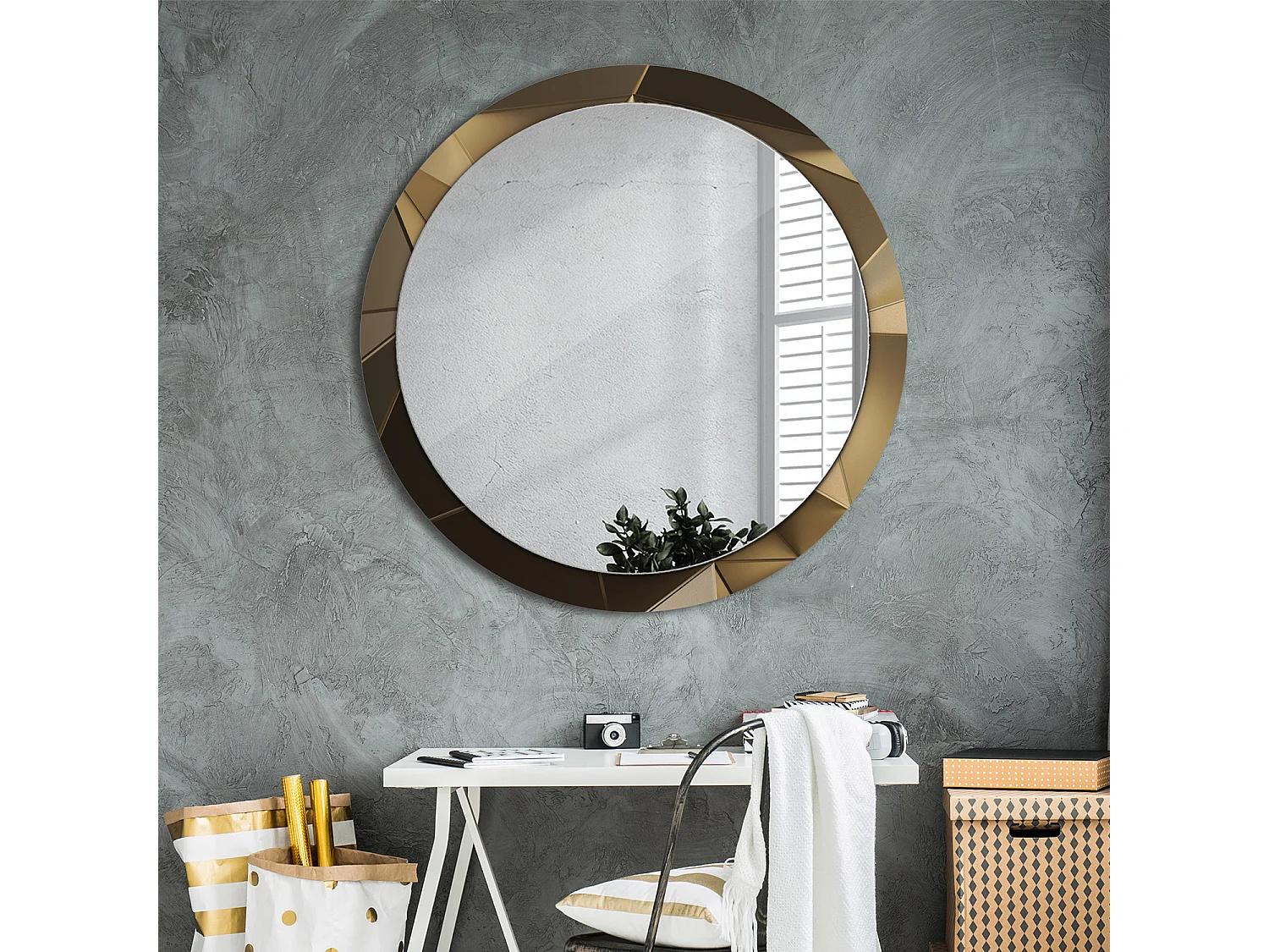 Dekorativer runder Spiegel - Moderne Abstraktion - 100 cm