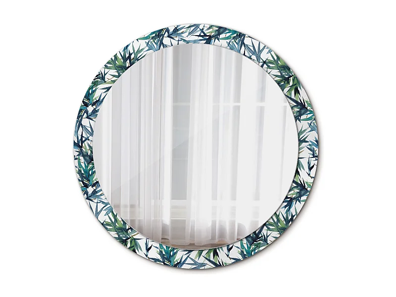 Dekorativer runder Spiegel – Blaue Palmen – 90 cm