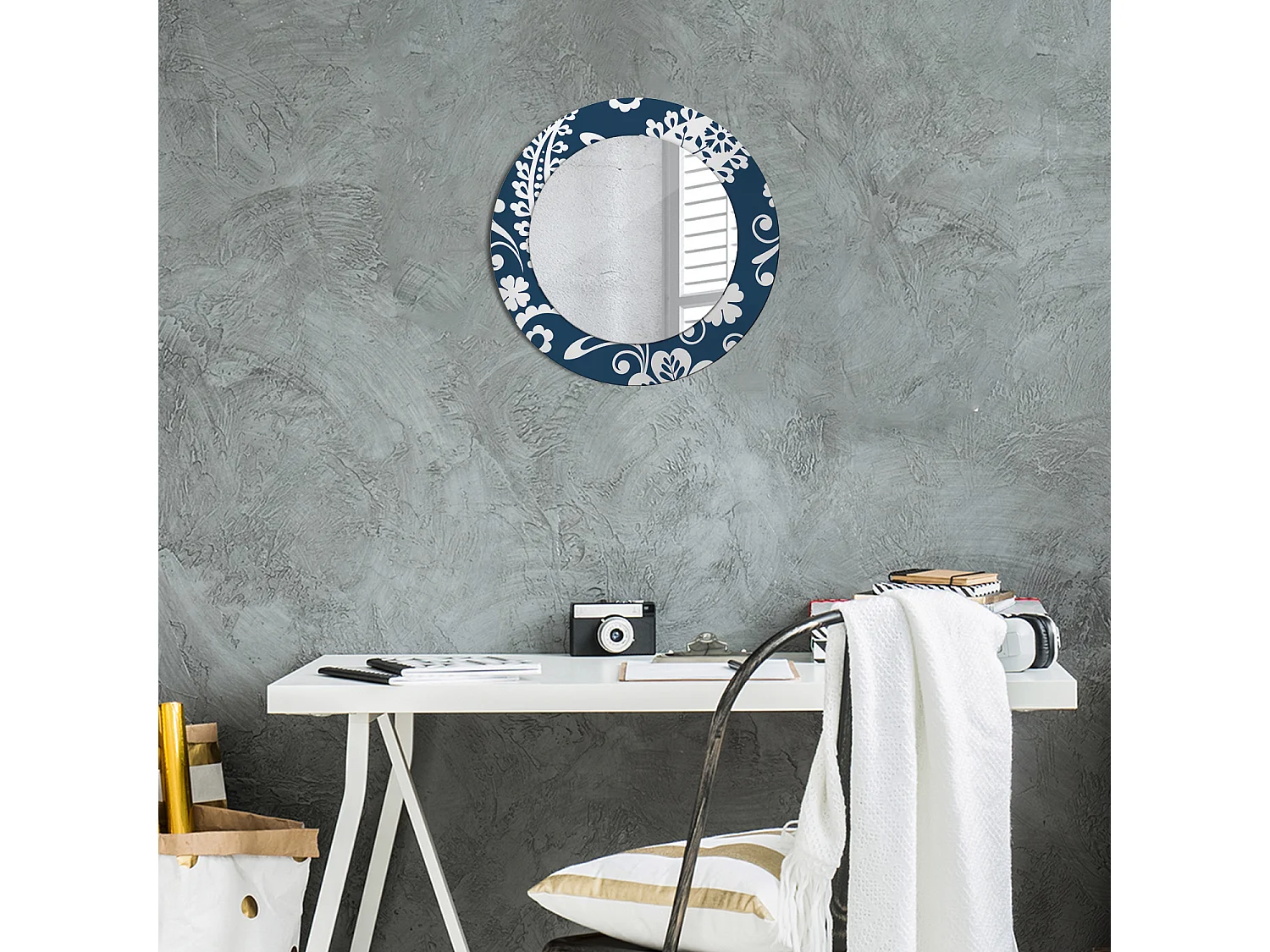 Decoratieve ronde spiegel - Paisley compositie - 50 cm