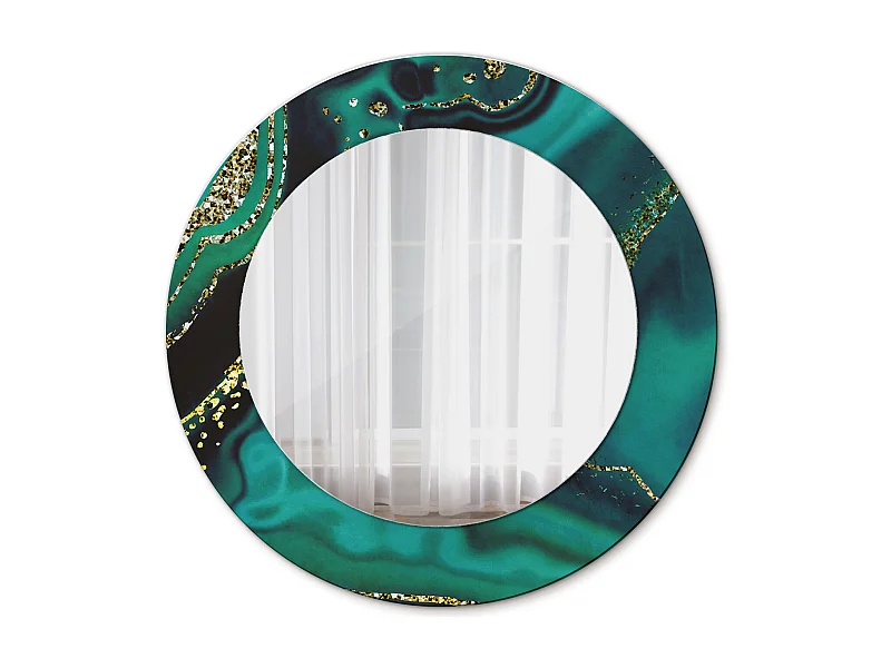 Ronde decoratieve spiegel - smaragd marmer - 50 cm